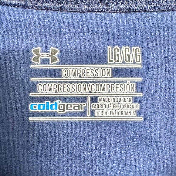 Under Armour Compression Shirt Mens L ColdGear LS Blue Athletic Wear Hi Neck - Picture 5 of 7